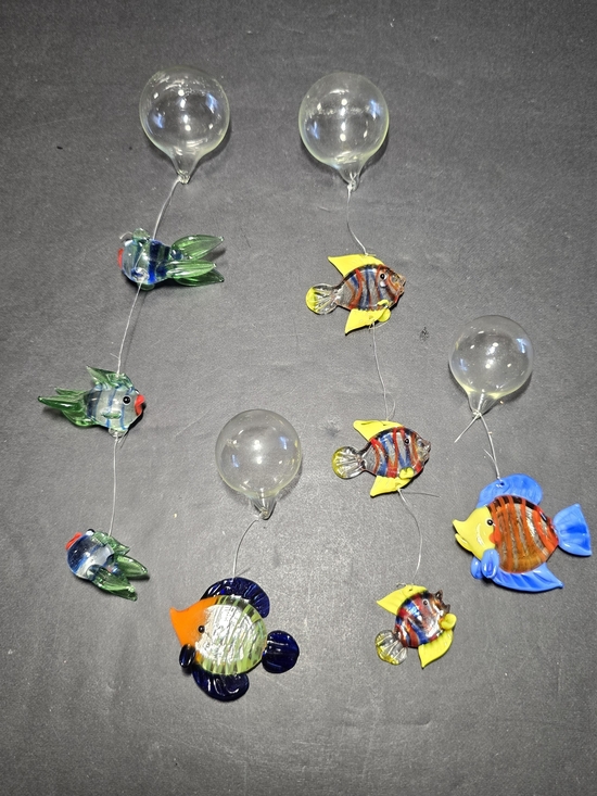 Other - Lot of 4 LS Arts Blown Glass Floating Fish Bubble Tropical Tank Aquarium Decor